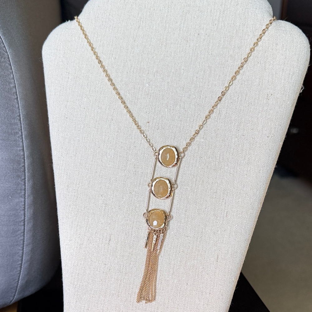 Gold-Tone Three-Disc Tassel Necklace - Women Jewelry